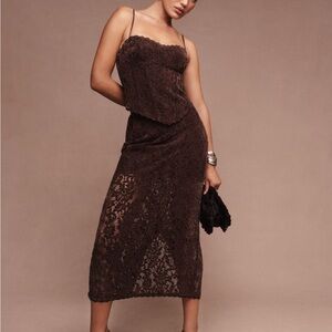 Reformation Chocolate Lace Dress